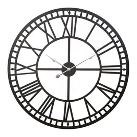 80CM Large Wall Clock Roman Numerals Round Metal Luxury Home Decor Black End of Year Clearance Sale Kings Warehouse 