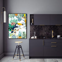 80cmx120cm Toucan plants Black Frame Canvas Wall Art Kings Warehouse 