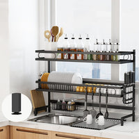 85cm 3 tier Over Sink Dish Drying Rack Drainer Kitchen Cutlery Holder Storage Organizer Kings Warehouse 