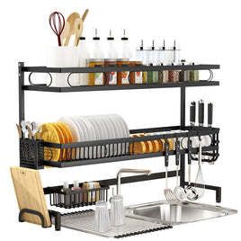 85cm 3 tier Over Sink Dish Drying Rack Drainer Kitchen Cutlery Holder Storage Organizer Kings Warehouse 