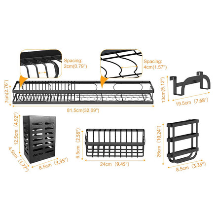 85cm 3 tier Over Sink Dish Drying Rack Drainer Kitchen Cutlery Holder Storage Organizer Kings Warehouse 