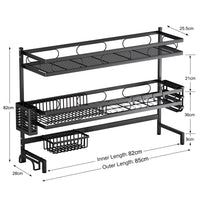 85cm 3 tier Over Sink Dish Drying Rack Drainer Kitchen Cutlery Holder Storage Organizer Kings Warehouse 