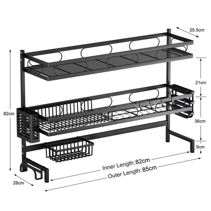 85cm 3 tier Over Sink Dish Drying Rack Drainer Kitchen Cutlery Holder Storage Organizer Kings Warehouse 