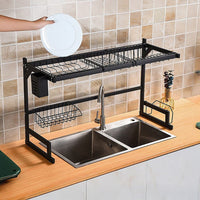 85cm Dish Drying Rack Drainer Over Sink Steel Cup Cutlery Organizer 2 Tier Home & Garden Kings Warehouse 