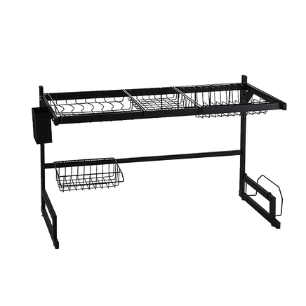 85cm Dish Drying Rack Drainer Over Sink Steel Cup Cutlery Organizer 2 Tier Home & Garden Kings Warehouse 