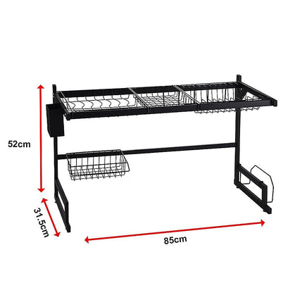 85cm Dish Drying Rack Drainer Over Sink Steel Cup Cutlery Organizer 2 Tier Home & Garden Kings Warehouse 