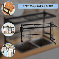 85cm Dish Drying Rack Drainer Over Sink Steel Cup Cutlery Organizer 2 Tier Home & Garden Kings Warehouse 