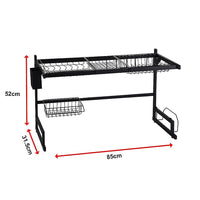 85cm Dish Drying Rack Drainer Over Sink Steel Cup Cutlery Organizer 2 Tier Home & Garden Kings Warehouse 