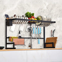 85cm Dish Drying Rack Drainer Over Sink Steel Cup Cutlery Organizer 2 Tier Home & Garden Kings Warehouse 