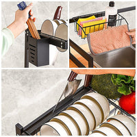 85cm Dish Drying Rack Drainer Over Sink Steel Cup Cutlery Organizer 2 Tier Home & Garden Kings Warehouse 