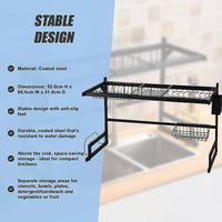 85cm Dish Drying Rack Drainer Over Sink Steel Cup Cutlery Organizer 2 Tier Home & Garden Kings Warehouse 