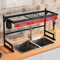 85cm Dish Drying Rack Drainer Over Sink Steel Cup Cutlery Organizer 2 Tier Kings Warehouse 