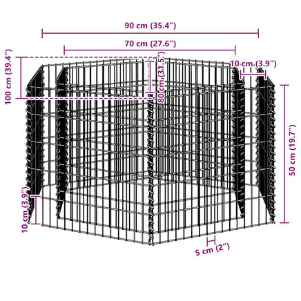 Hexagonal Gabion Raised Bed 100x90x50 cm