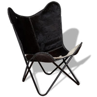 Butterfly Chair Black and White Real Cowhide Leather