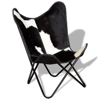 Butterfly Chair Black and White Real Cowhide Leather