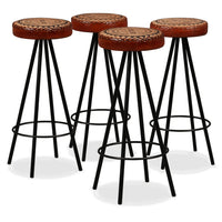 Bar Set 5 Pieces Solid Wood Reclaimed. Genuine Leather & Canvas