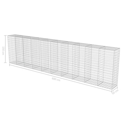 Gabion Wall with Covers Galvanised Steel 600x50x150 cm