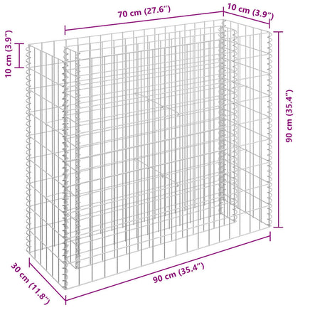 Gabion Raised Bed Galvanised Steel 90x30x90 cm
