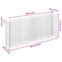 Gabion Raised Bed Galvanised Steel 180x30x90 cm