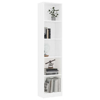 5-Tier Book Cabinet White 40x24x175 cm Engineered Wood