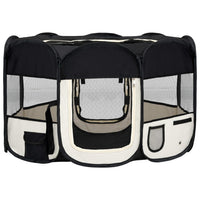 Foldable Dog Playpen with Carrying Bag Black 125x125x61 cm