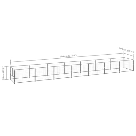 Dog Kennel Silver 7 m² Steel