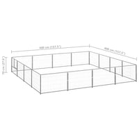 Dog Kennel Silver 16 m² Steel