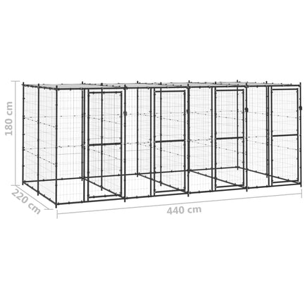 Outdoor Dog Kennel Steel with Roof 9.68 m²