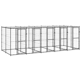 Outdoor Dog Kennel Steel with Roof 12.1 m²