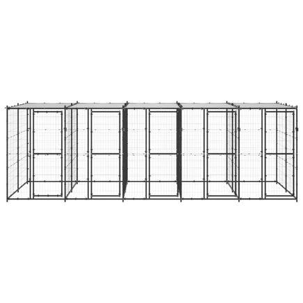 Outdoor Dog Kennel Steel with Roof 12.1 m²