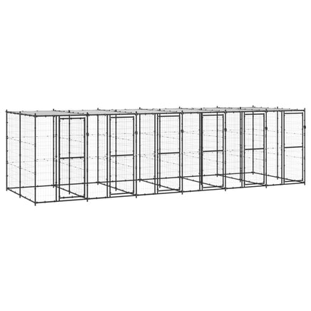 Outdoor Dog Kennel Steel with Roof 14.52 m²