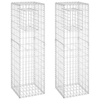 Gabion Basket Posts 2 pcs 40x40x140 cm Iron
