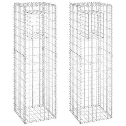 Gabion Basket Posts 2 pcs 40x40x140 cm Iron