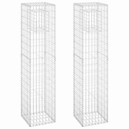 Gabion Basket Posts 2 pcs 40x40x180 cm Iron