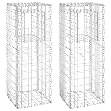 Gabion Basket Posts 2 pcs 50x50x140 cm Iron
