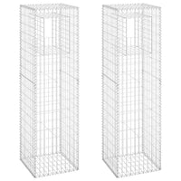 Gabion Basket Posts 2 pcs 50x50x180 cm Iron