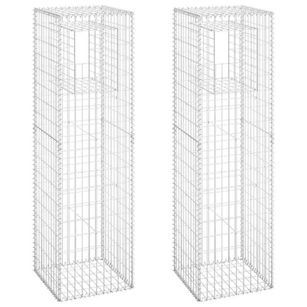 Gabion Basket Posts 2 pcs 50x50x180 cm Iron