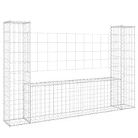 U-shape Gabion Basket with 2 Posts Iron 140x20x100 cm