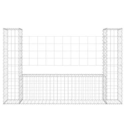 U-shape Gabion Basket with 2 Posts Iron 140x20x100 cm