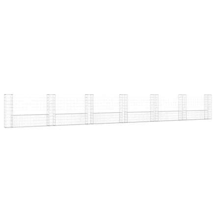 U-shape Gabion Basket with 7 Posts Iron 740x20x100 cm