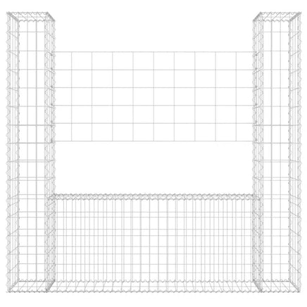 U-shape Gabion Basket with 2 Posts Iron 140x20x150 cm