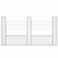 U-shape Gabion Basket with 3 Posts Iron 260x20x150 cm