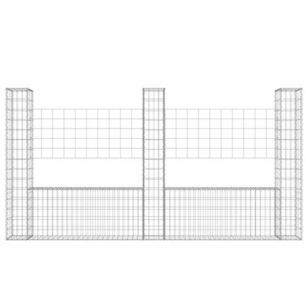 U-shape Gabion Basket with 3 Posts Iron 260x20x150 cm