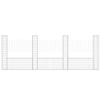 U-shape Gabion Basket with 4 Posts Iron 380x20x150 cm
