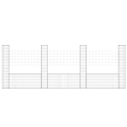 U-shape Gabion Basket with 4 Posts Iron 380x20x150 cm