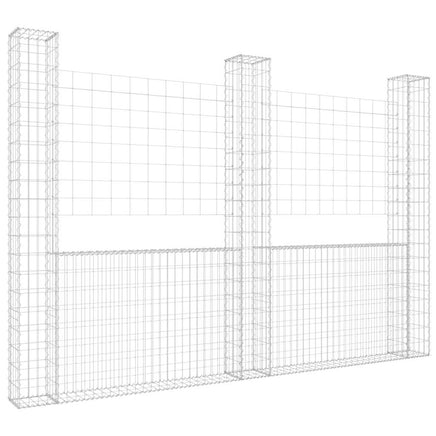 U-shape Gabion Basket with 3 Posts Iron 260x20x200 cm