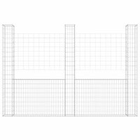 U-shape Gabion Basket with 3 Posts Iron 260x20x200 cm