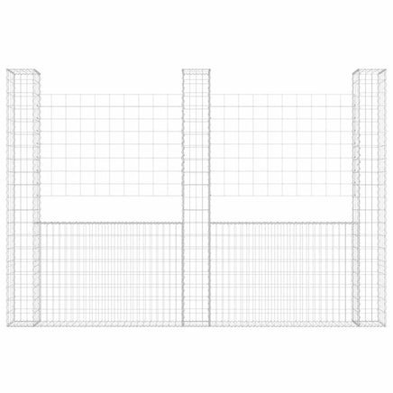 U-shape Gabion Basket with 3 Posts Iron 260x20x200 cm