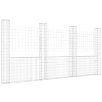 U-shape Gabion Basket with 4 Posts Iron 380x20x200 cm