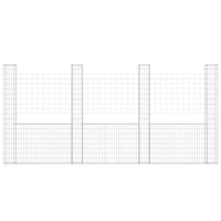 U-shape Gabion Basket with 4 Posts Iron 380x20x200 cm
